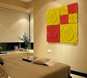 PU 3D dekoratif duvar paneli Kırmızı / Sarı Gül 600 mm * 600 mm